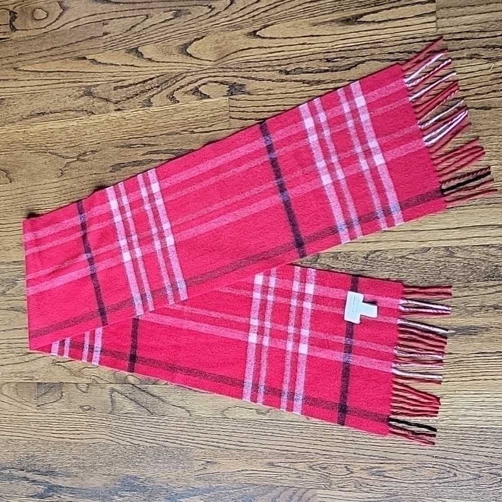 Cashemere Charter Club Exploded Signature Red Plaid Soft Scarf Fringe Holiday - Picture 3 of 14